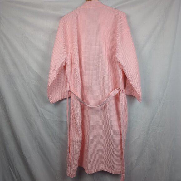 Shakir Pink Waffle Knit Turkish Linen Bathrobe - Picture 4 of 4